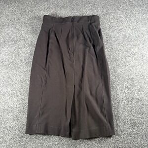 Ann Taylor LOFT Pencil Skirt Womens 26 Black Rayon Pleated Slit Front Zip Career